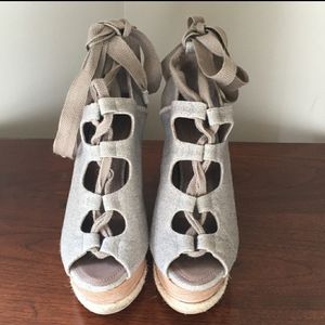 Dkny tie up platform wedge